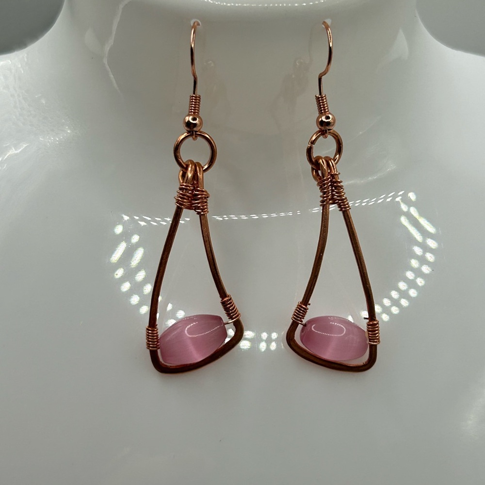 Chic Pink Wire Wrapped Earrings